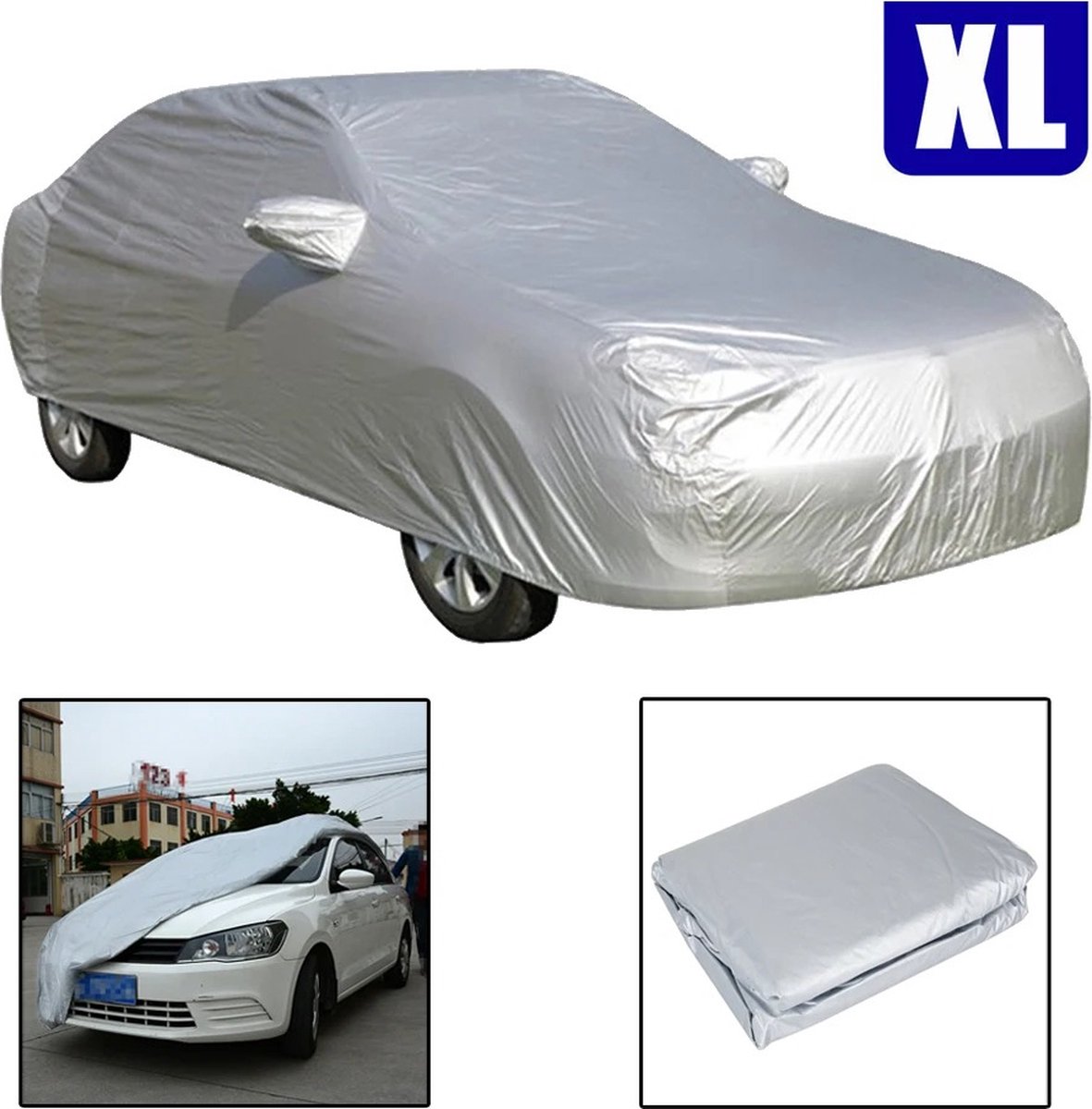 Mygroot - Auto Hoes - Universele - Volledige Auto Cover - Outdoor - Zon UV Bescherming - Waterdichte Reflector Stof - Regen - Sneeuwbeschermer - Zonnescherm Covers - XL