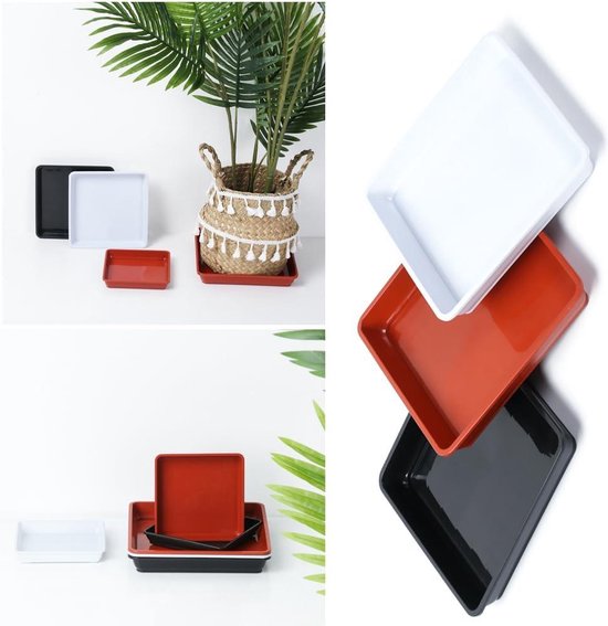 thumbnail: Set Van 6 Grote Plastic Plantenschotels 61 Cm - Ronde Druppelbakken Zwart Voor Binnen En Buiten