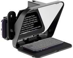 Ulanzi RT02 Universele Autocue voor Camera en smartphones - Teleprompter - Compact model - Aflezen van smartphone of tablet - Inclusief remote en app - Zwart Ulanzi RT02 Universele Autocue voor Camera en smartphones - Teleprompter - Compact model - Aflezen van smartphone of tablet - Inclusief remote en app - Zwart