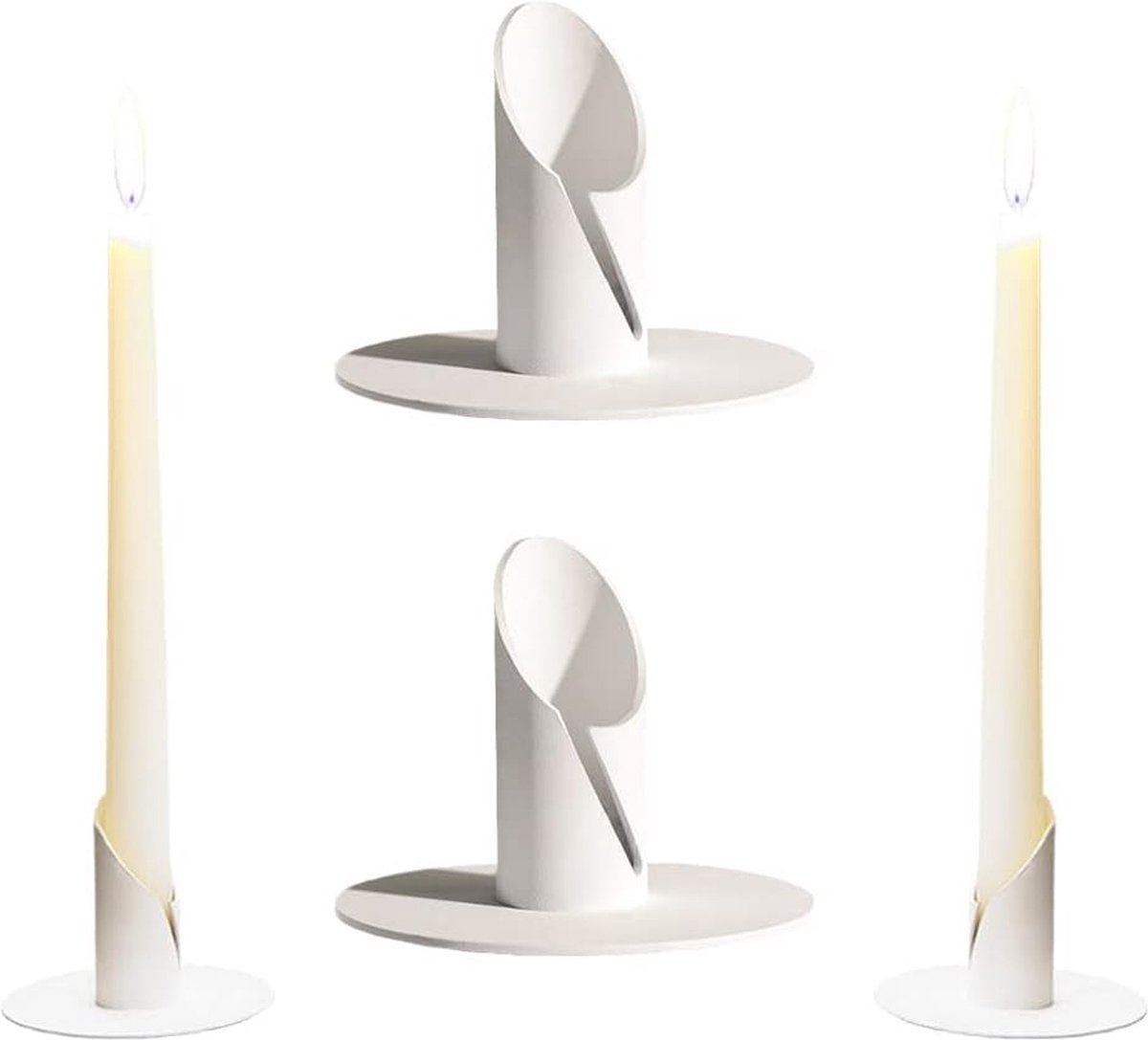 JGS ® Kandelaar, 4 stuks kaarslicht diner kandelaars voor woonkamer en slaapkamer decoratie, wit