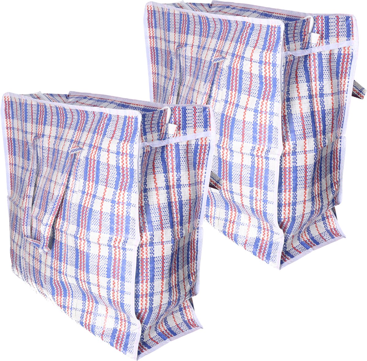 CM Grote opberg tas voor dekens/kussens/speelgoed - 2x - met rits - gestreept blauw - 50 x 50 x 18 cm - met hengsels - 95 liter