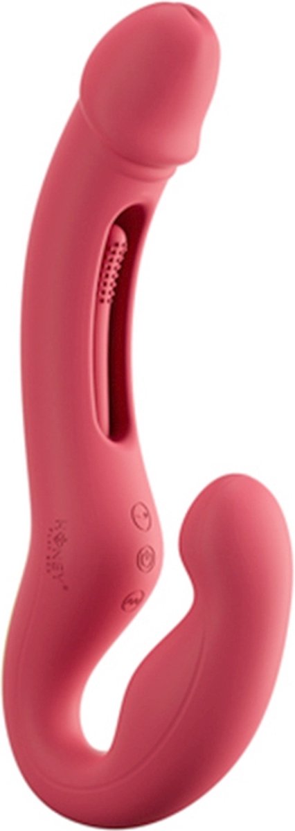 HoneyPlayBox - App-Gestuurde Strapless Koppel Vibrator - Rood