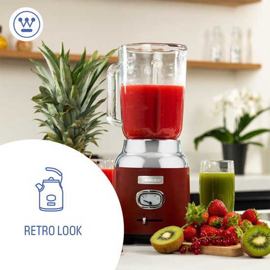 Westinghouse Retro Blender - Smoothie Maker - Rood - 1,5 Liter - 600W van Westin — afbeelding 2