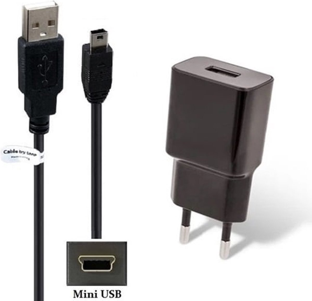 OneOne 2A lader + 2,2m extra sterke Mini USB kabel. Universele oplader adapter past op Garmin Edge 200, 205, 305, 305CAD, 305HD, 305HR, 500, 510, 605, 705, 800, 810, Touring, Touring Plus