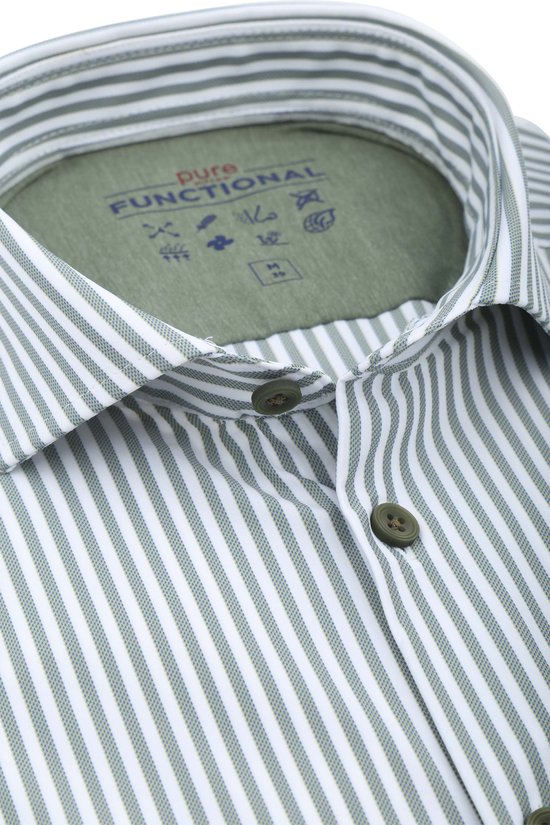 Pure The Functional Shirt Super Stretch Stripe Vert - Taille 44 - Homme - Chemises Casual
