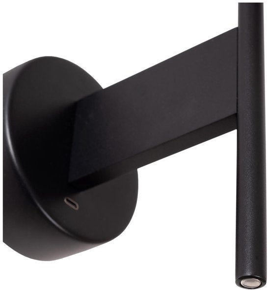 Lucide MAGIC - Wandlamp - 1xE27 - Met USB oplaadpunt - Zwart