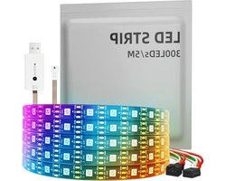 Individueel adresseerbare WS2812B ledstrip - 5050 SMD - 256 RGBIC - Doe-het-zelf design - Woondecoratie - Zwart - 300 leds - 5 m