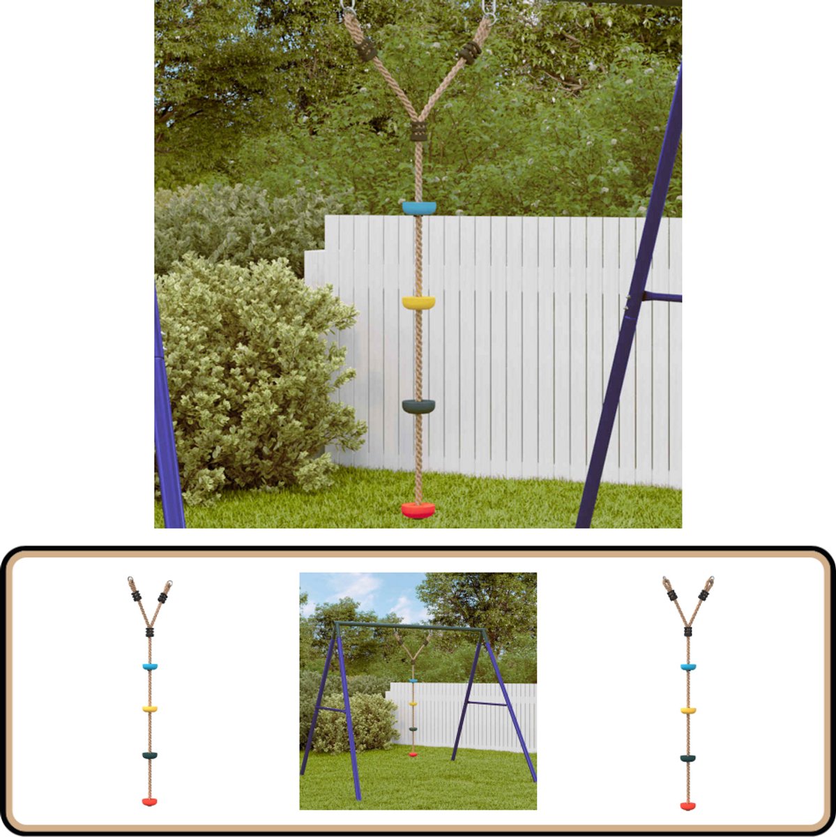 vidaXL Klimschommel 4 Schijven - Meerkleurig Klimmen - Outdoor Spelletjes - Kinderbuitenspelen - Schommels - Speelhoek