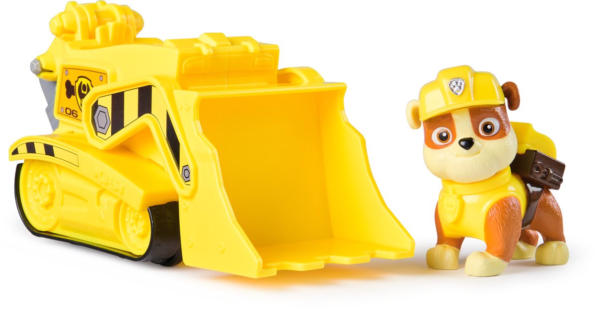 PAW Patrol - Rubble's Bulldozer - speelgoedauto met speelfiguur - 68% gerecycled plastic - duurzaam speelgoed