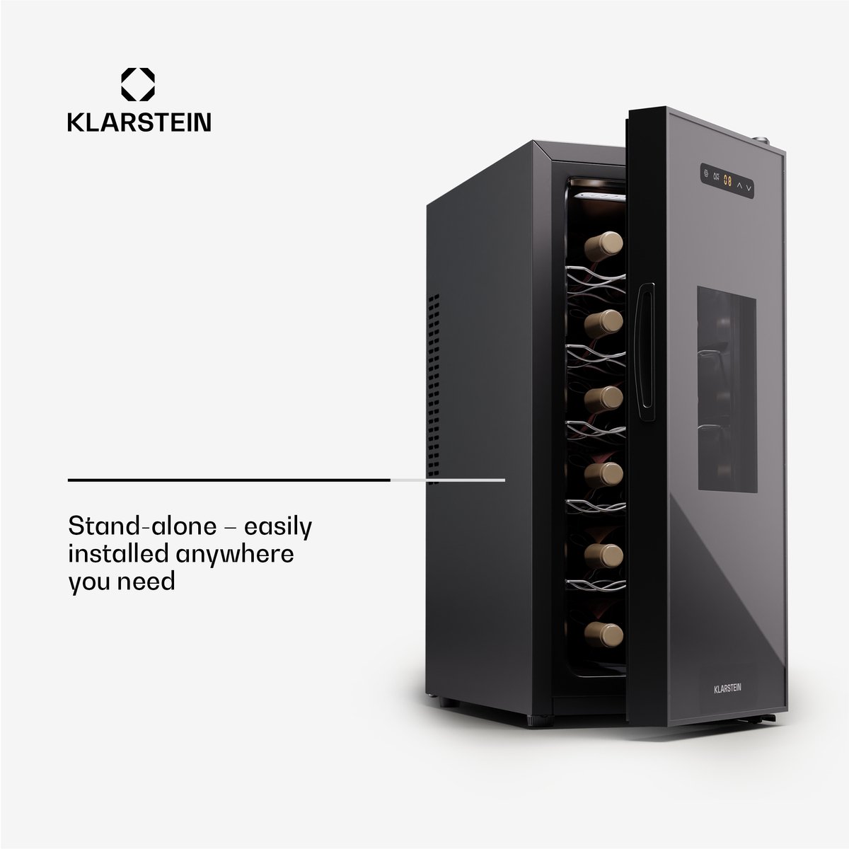 Klarstein Silent Vino 12 Uno Slim Wijnkoelkast 30 l / 12 fl - afbeelding 3