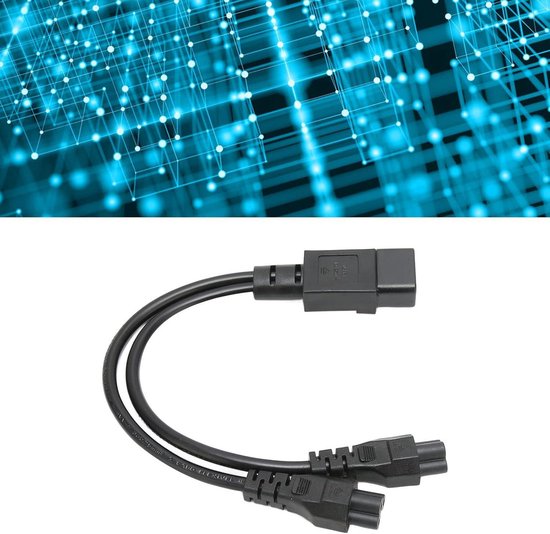 Netsnoerverlenging en Splitter, IEC320 C14 Mannelijk Naar C13 en C5 Vrouwelijk Y-adapter, Waterdichte 1 in 2 uit Verlengsnoersplitter, 1 FT