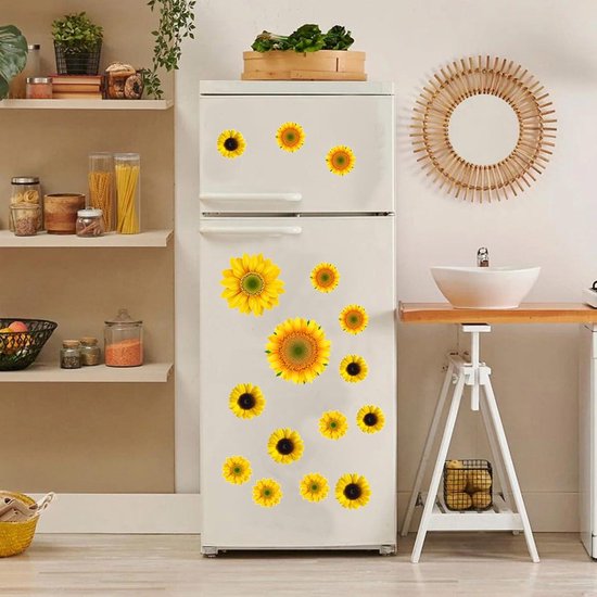 Litinliv 5 vellen Wheelie Bin Stickers Bloemen, Zelfklevende Zonnebloem Vuilnisbak Sticker Vlinderemmer Sticker, Vinyl Huis Decoratieve Stickers Waterdichte Wheelie Bin Labels Zonnebloem Stickers voor
