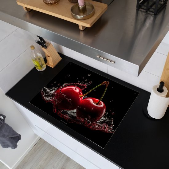 KitchenYeah® Protection plaque induction 70x55 cm - Cerises - Fruits - Eau - Protege plaque de cuisson - Couvre plaque induction - Protecteur d'induction - Cuisine