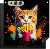 KitchenYeah® Protection plaque induction 60x55 cm - Chat - Graffiti - Coloré - Animaux - Moderne - Protege plaque de cuisson - Couvre plaque induction - Protecteur d'induction - Cuisine