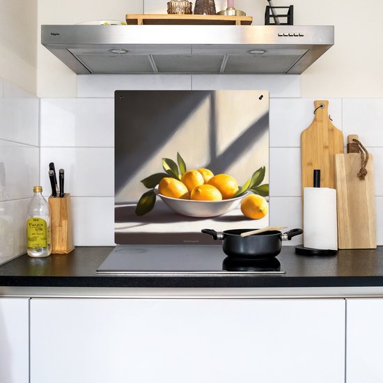 KitchenYeah® Protection plaque induction 60x55 cm - Citrons - Nature morte - Jaune - Protege plaque de cuisson - Couvre plaque induction - Protecteur d'induction - Cuisine