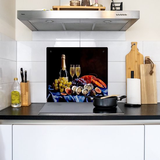 KitchenYeah® Protection plaque induction 57.6x51.6 cm - Champagne - Luxe - Huîtres - Protege plaque de cuisson - Couvre plaque induction - Protecteur d'induction - Cuisine