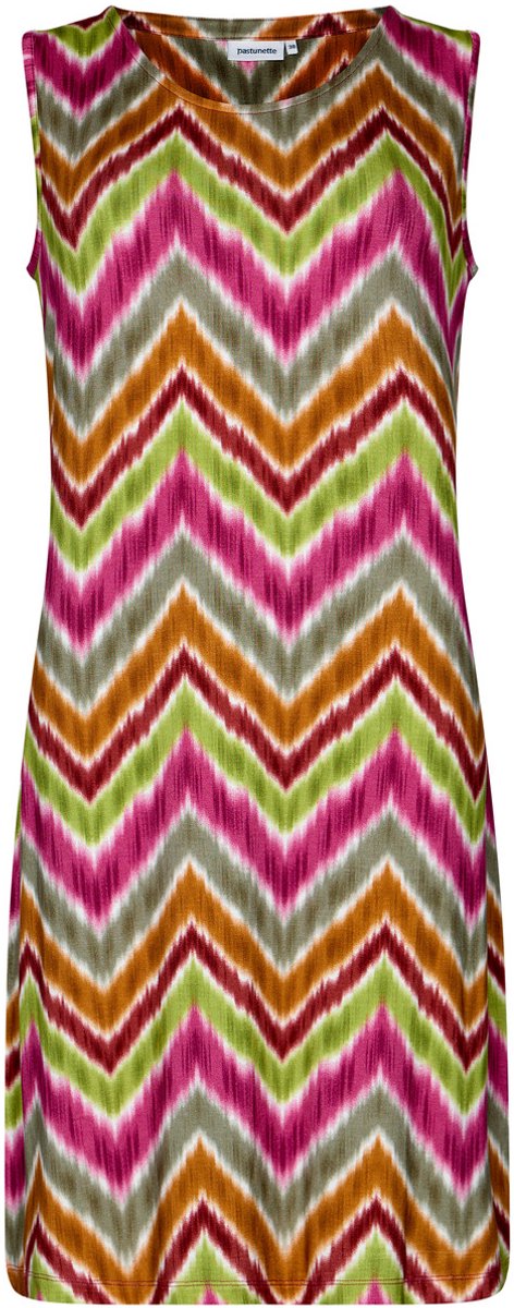 Pastunette Jurk Watercolor Chevron - Viscose - Mouwloos - Maat 52