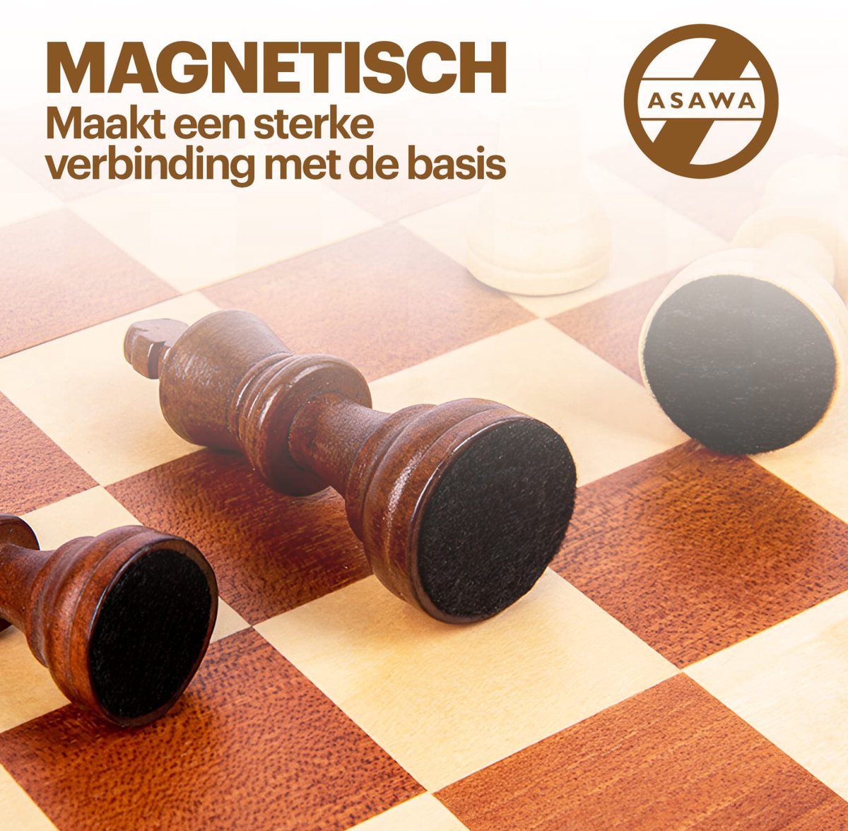 Asawa Schaakbord - Schaakspel XL met Schaakstukken - Chess - Magnetisch - Schaakset voor Schaken - 39x39cm - 2 Extra Koninginnen — afbeelding 11