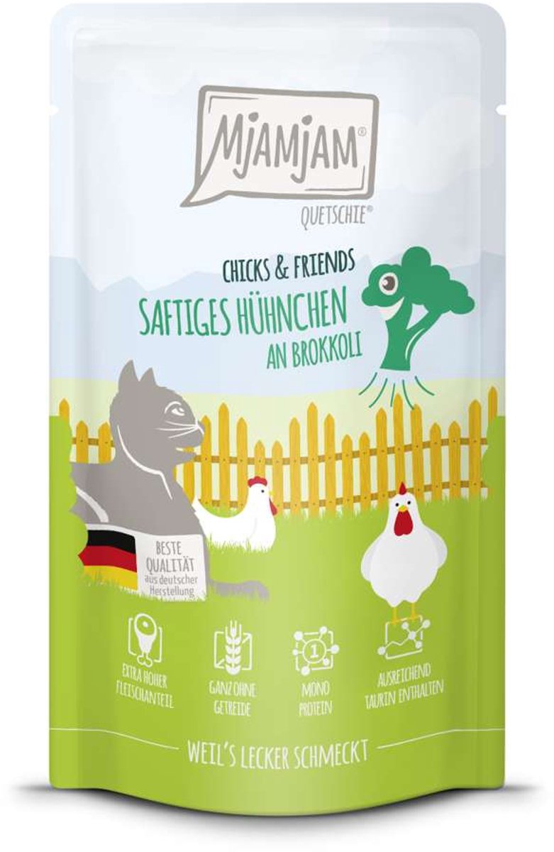 MjAMjAM MjAMjAM Cat - Chicks+Friends 12x125g - Kip & Broccoli