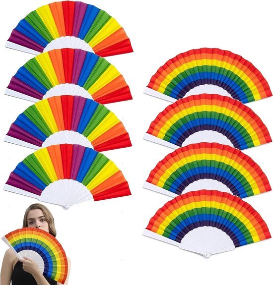 Handwaaier Pride Regenboog Zomer Plastic Kleurrijk Decoratie Feestjes-Bruiloften-Festivals-Pride-Maands-Evenementen-Dans Handwaaier