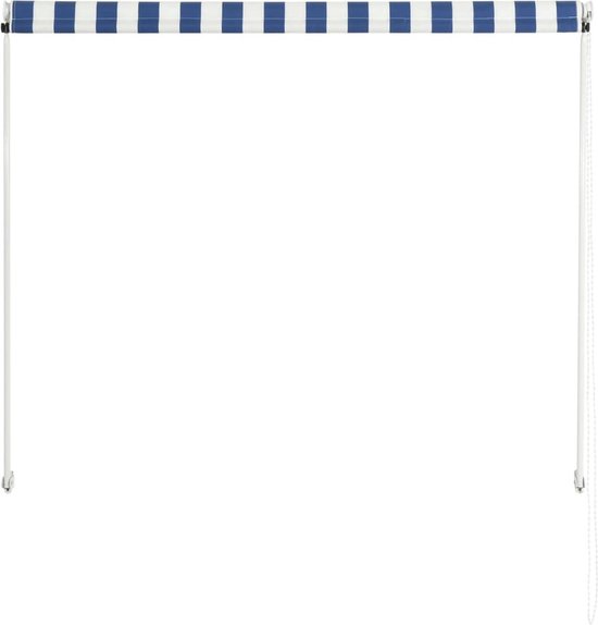Store banne rétractable vidaXL - Blauw et Wit - 100 x 150 cm - Protection solaire - Store banne pliant - Protection solaire - Store extérieur - Moustiquaire de terrasse - Moustiquaire de porche