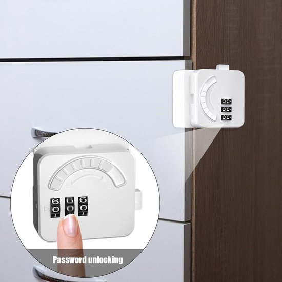 Koelkastslot met code zonder boren, 2 stuks, zeer veilig koelkastslot, kinderbeveiliging met code voor koelkasten, wasmachines, kasten, kledingkasten, wijnkoelers, ramen