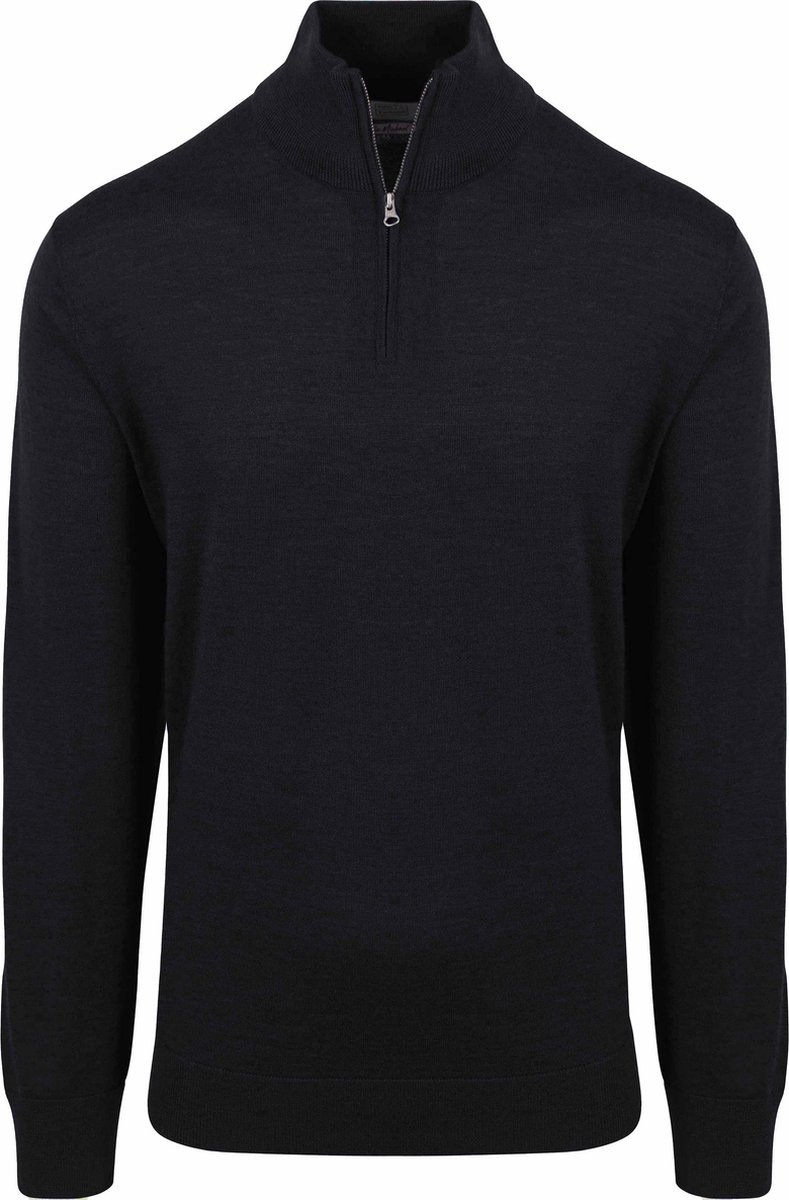 King Essentials The Michael Half Zip Pull Merino Zwart - Maat L - Heren - Pullovers