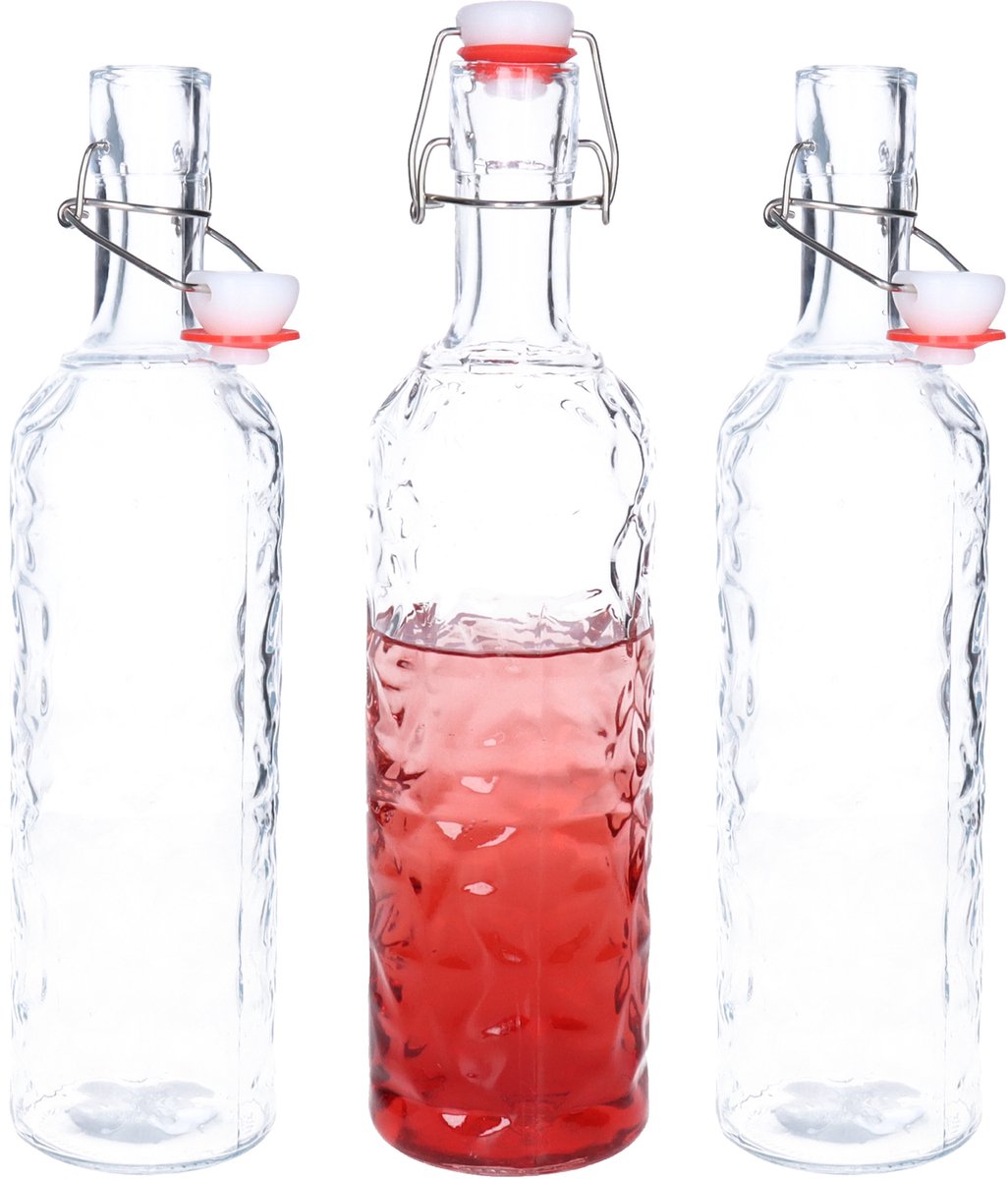 Alessandro Beugelfles/weckfles - 3x - glas - transparant - luchtdicht - 1,1 liter