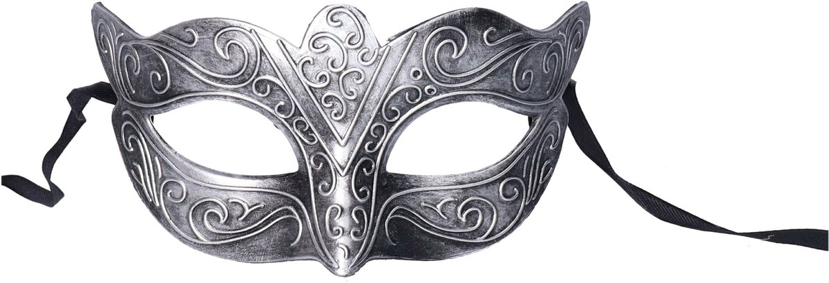 Venetiaans verkleed masker - zilver - kunststof - oogmasker - carnaval - volwassenen - gemaskerd bal — afbeelding 2