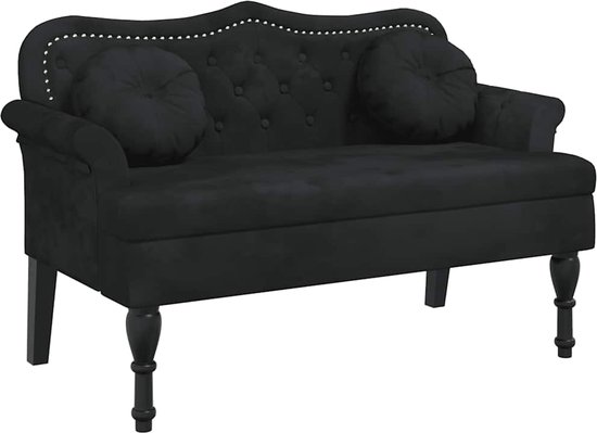 Banc avec coussins vidaXL 120,5 x 65 x 75 cm Velours noir - Banc - Bancs - Banc d'entrée - Banc d'entrée