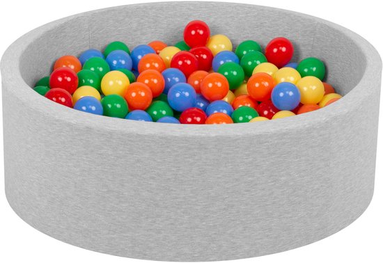 Petsona ballenbad ballenbad voor honden 90x30cm/200 ballen rond kat konijn huisdieren hondenzwembad dieren schuim zwembad draagbaar made in eu, lichtgrijs: geel/groen/blauw/rood/oranje