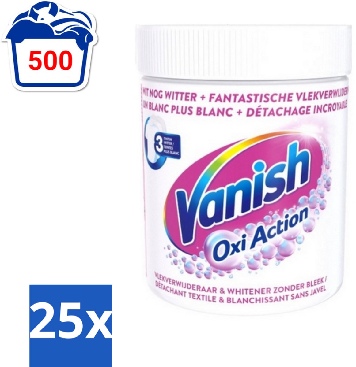 Vanish Oxi Action - Vlekkenverwijderaar Poeder - Zonder Bleek - Witte Was - 550 Gram - Bulkverpakking - 25 stuks