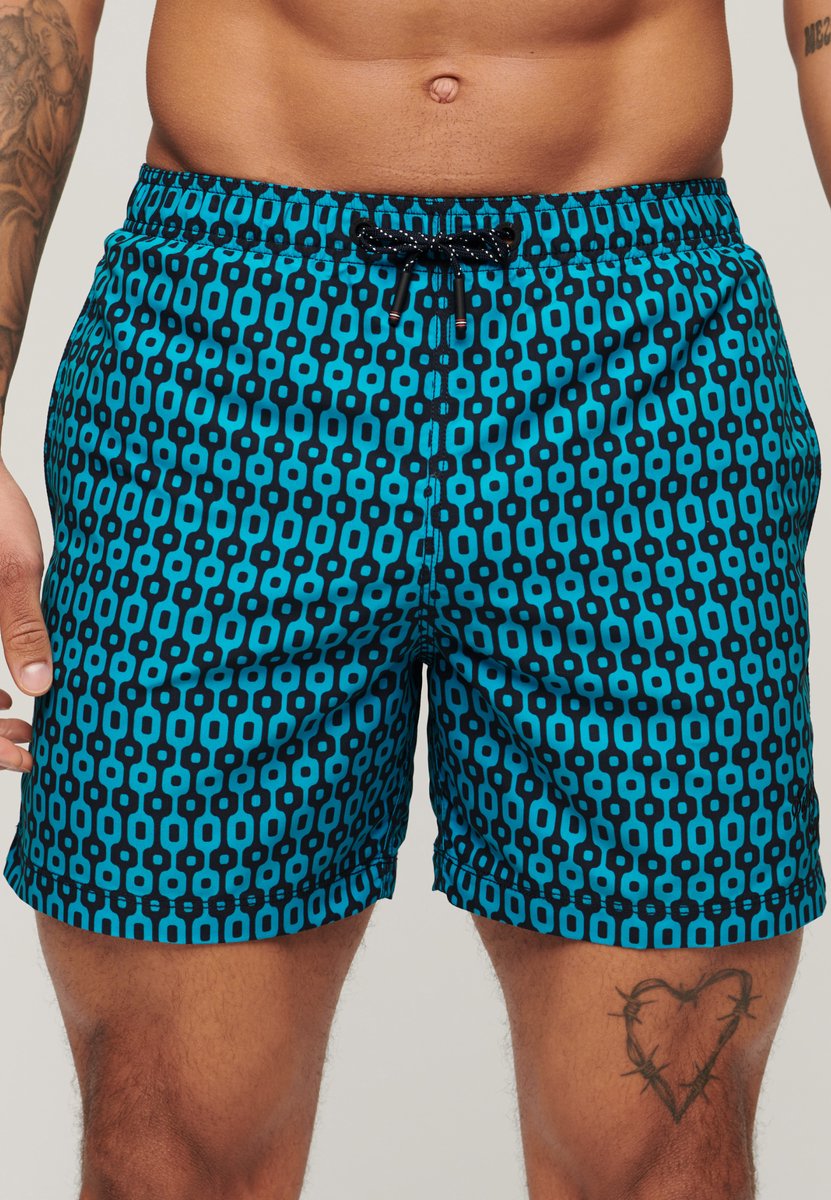 Superdry Gerecyclede zwemshort met print 38 cm Heren Zwembroeken Marineblauw