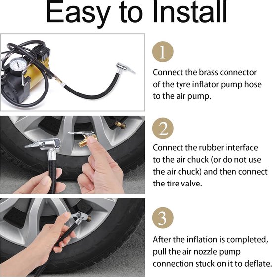 Ventielverlengset 24 cm - Bandenpomp Slang met 2x 8 mm Autoventiel Adapter voor Auto, Fiets en Motorfiets — afbeelding 5