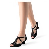Latin Dames Dansschoenen - Werner Kern Holly - Brede blokhak 4.5cm - Verstelbare enkelbandjes - T band - Suede zool - Comfortabele pasvorm - Latin, Ballroom, Tango, Salsa, Kizomba, Bachata - Werner Kern - Zwart - 43 1/3