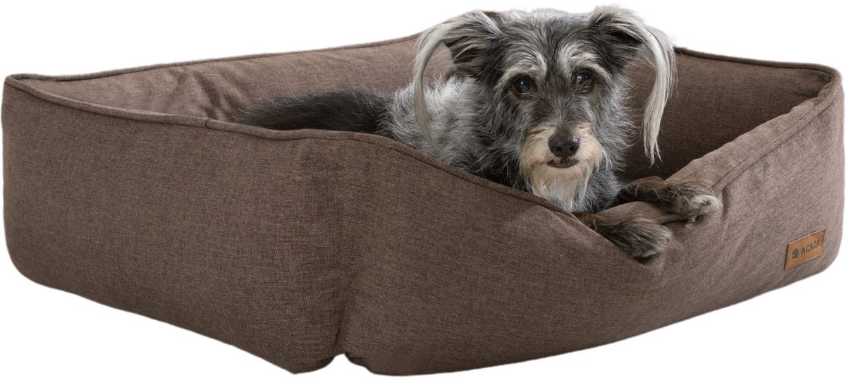 ACAZA Hondenmand - Hondenkussen - Hondenbed - 78 x 65 cm - Bruin - 100% Gerecycleerd Linnen - Hondenkussen wasbaar - Hondenmanden - Kattenmand