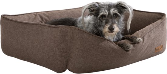 ACAZA Hondenmand - Hondenkussen - Hondenbed - 78 x 65 cm - Bruin - 100% Gerecycleerd Linnen - Hondenkussen wasbaar - Hondenmanden - Kattenmand