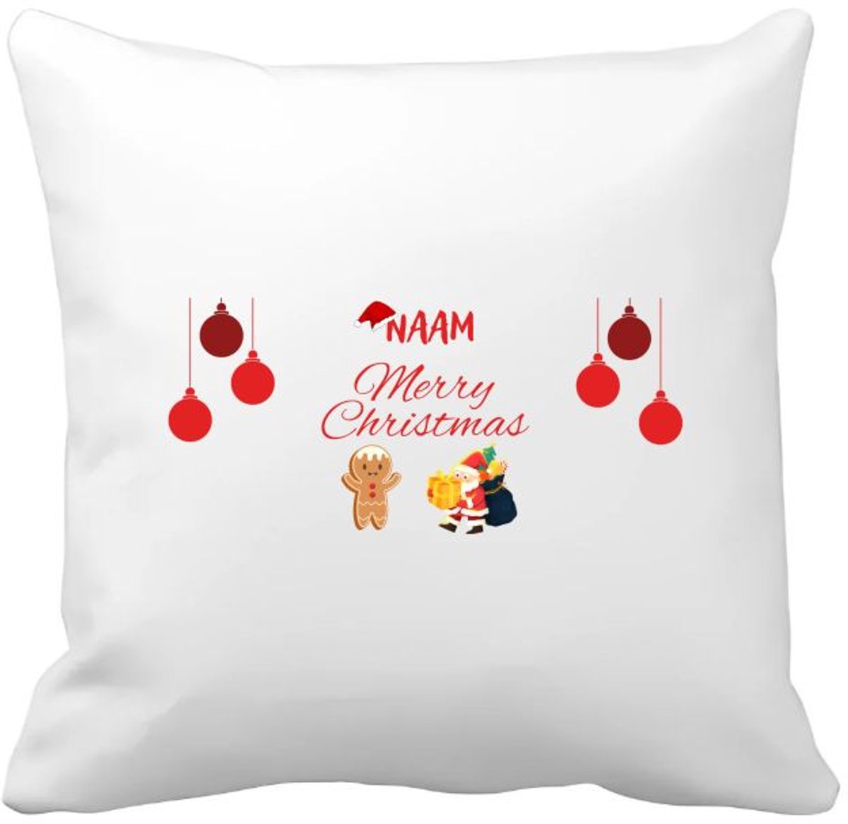 Akyol kerst merry christmas met eigen naam Kussen hoes - Kerstmis - kerst beker - winter - kerst - christmas - kerst cadeau - 40 bij 40 cm Multicolor
