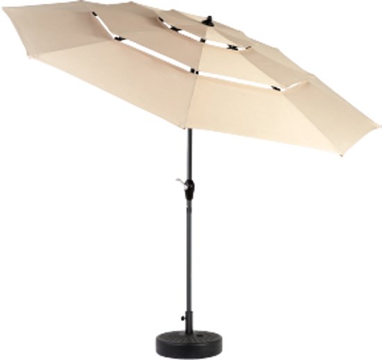 Parasol d'extérieur rectangulaire double face de 4,5 m, grand format, avec manivelle (kaki)