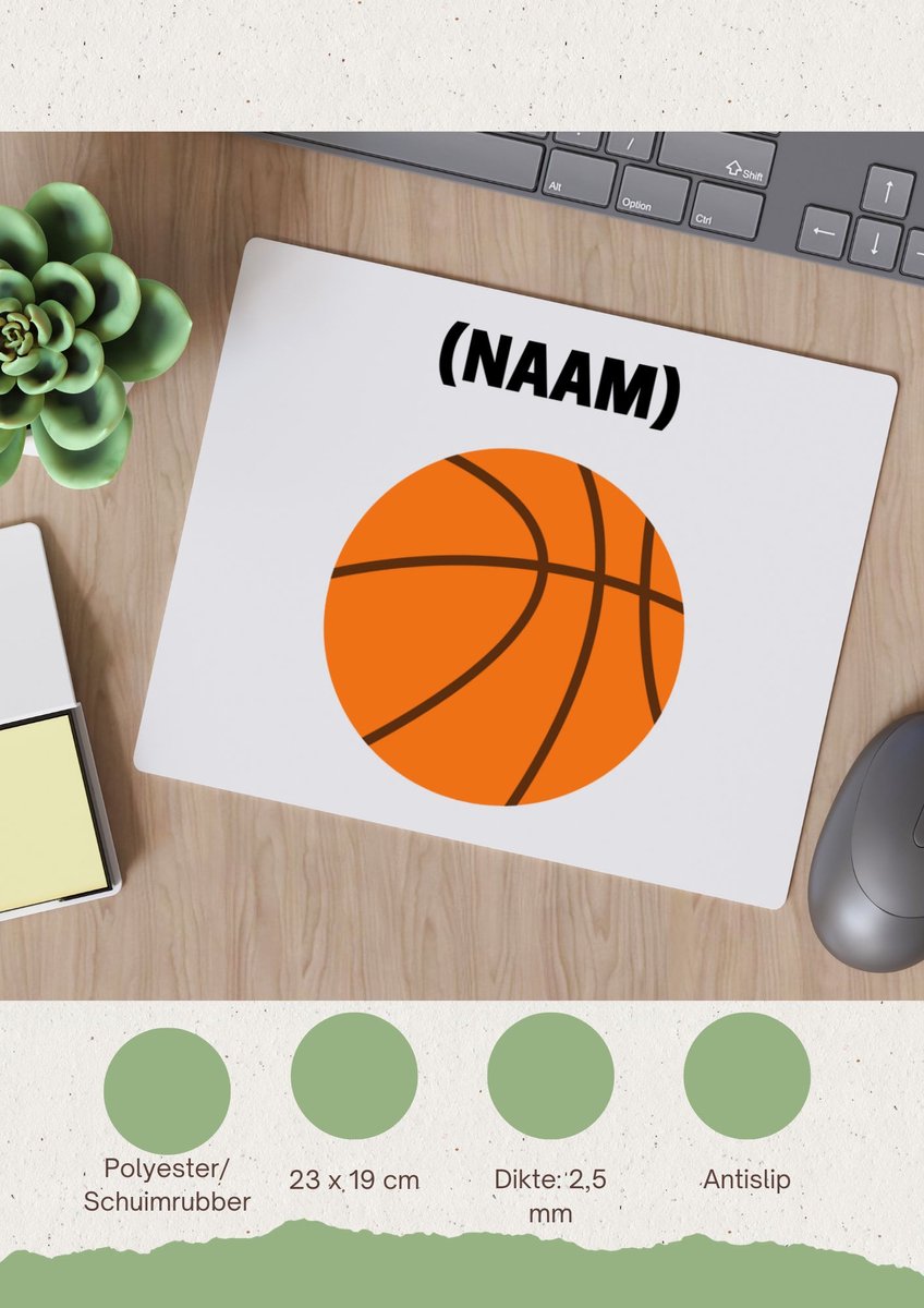 Akyol - basketbal met eigen naam Muismat - Basketbal - basketballer - sport - 23 bij 19 cm