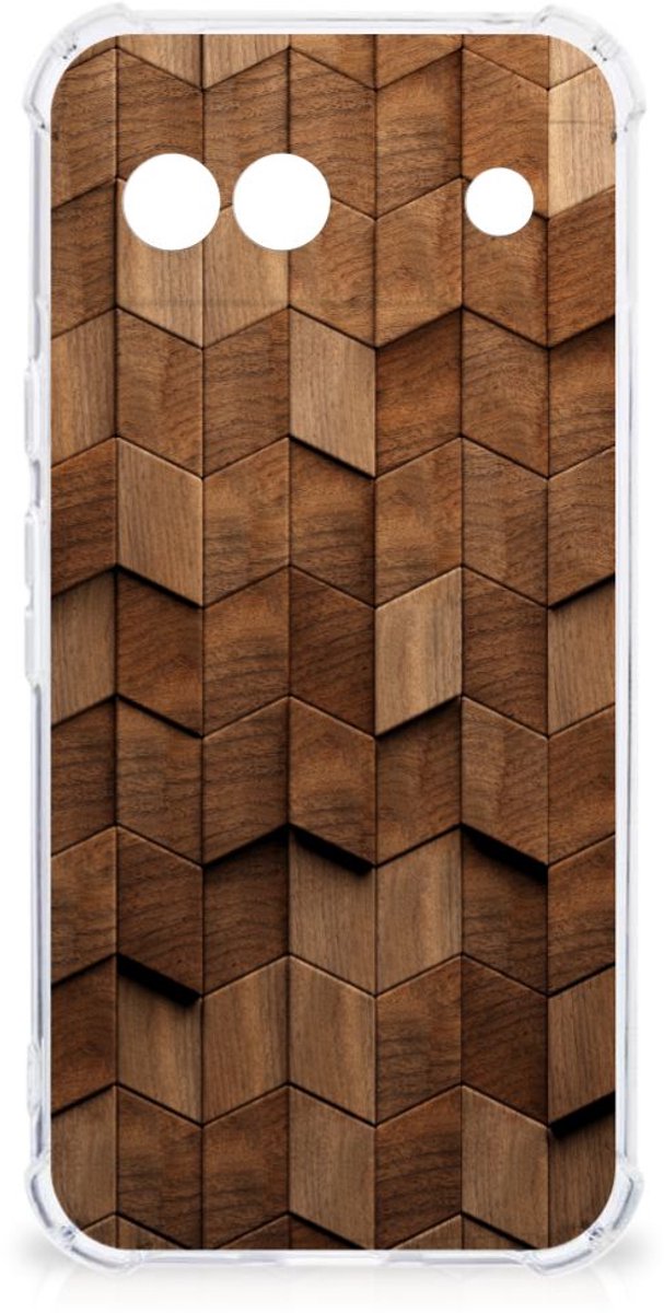 Stevig Telefoonhoesje voor Google Pixel 8A Wooden Cubes