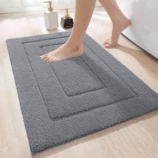 De Millennials Duurzame Zacht Badkamertapijt - Donker Grijs – 40x60 cm - Antislip Douchemat - Badmat - Machinewasbaar voor Douche - Bad en Toilet - Waterabsorberende Badmatten - Badkamer Accessoires - Mat voor in de Badkamer -