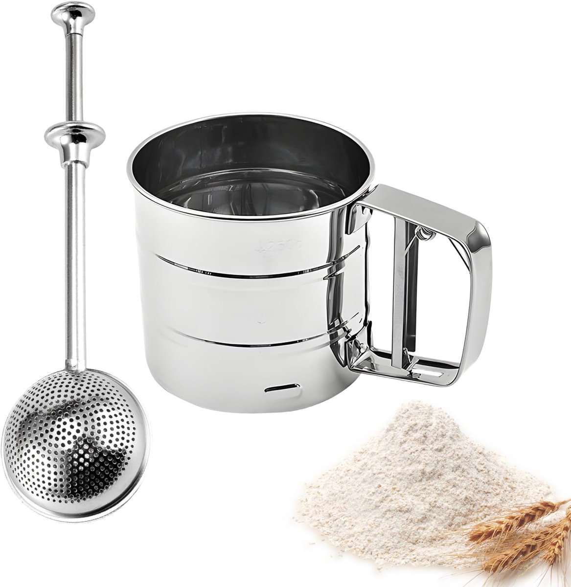 My Ninki ® Innovatieve Roestvrijstalen Meelzeef en Poedersuikerstrooier voor Efficiënt Keukenwerk