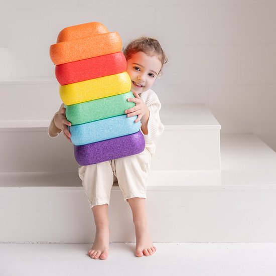 Balanceerstenen, 7-delige set, stapelstenen, antislip balanceerstenen voor kinderen en volwassenen, antislip balanceerstenen voor binnen en buiten, rivierstenen voor scholen, kinderdagverblijven en