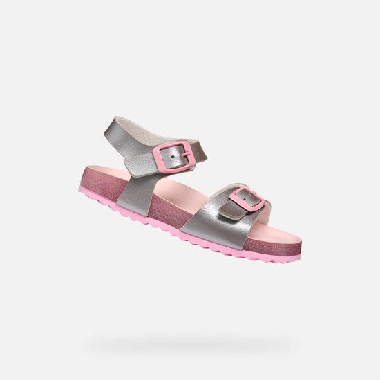 Sandales pour femmes GEOX ADRIEL TEENAGE - ARGENT/ROSE - Taille 34