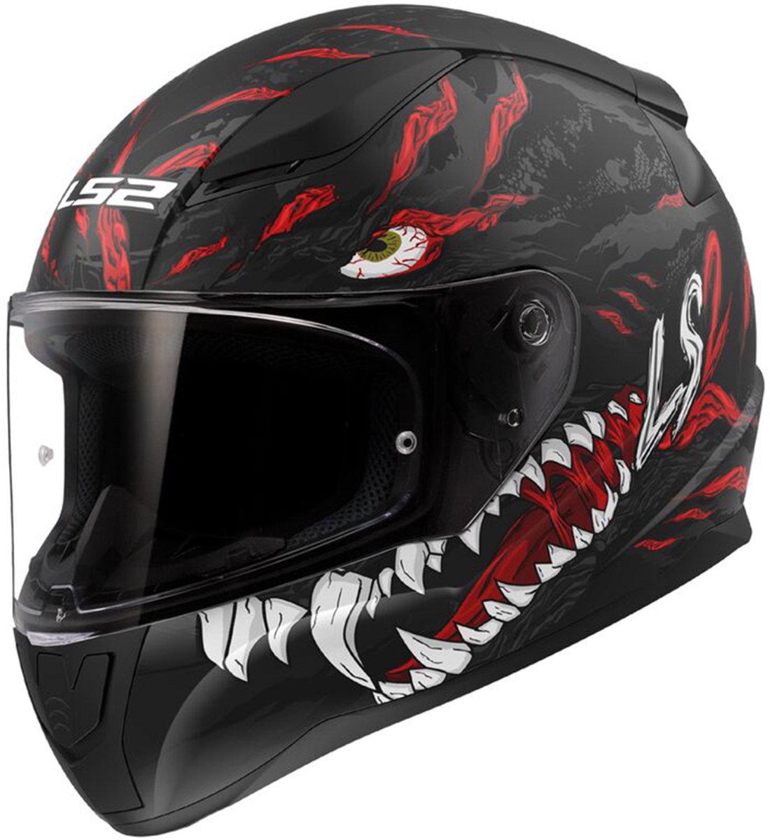 LS2 Helm Rapid II FF353 Kaiju mat zwart / rood maat L