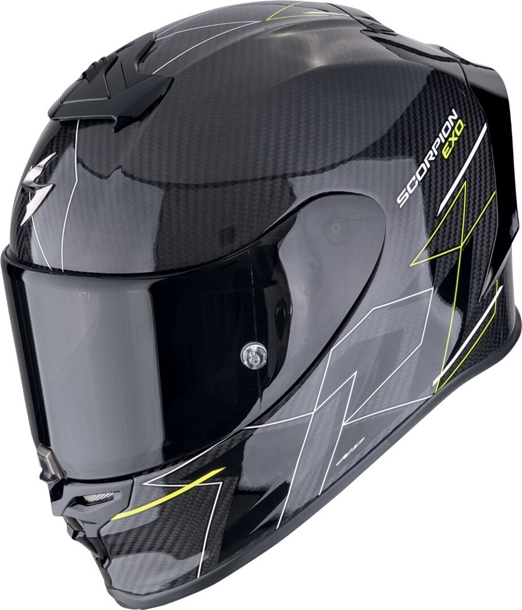 Scorpion EXO-R1 Evo Carbon Air Cynergy Zwart Geel Integraalhelm - Maat M - Helm