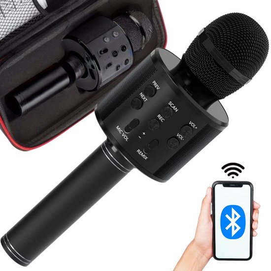 Draadloze Bluetooth Karaoke Microfoon met hoesje – Alles-in-één Karaoke Microfoon met Speaker & Stemeffecten – microfoons kinderen – gaming microfoon – microfoon draadloos – microfoon karaoke - 70834 — afbeelding 2