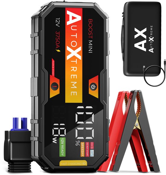 AutoXtreme Boost Mini 3750A 12V Jumpstarter - Jumpstarter voor auto - Jumpstarters - Starthulp - Startkabels met accu - Accu booster