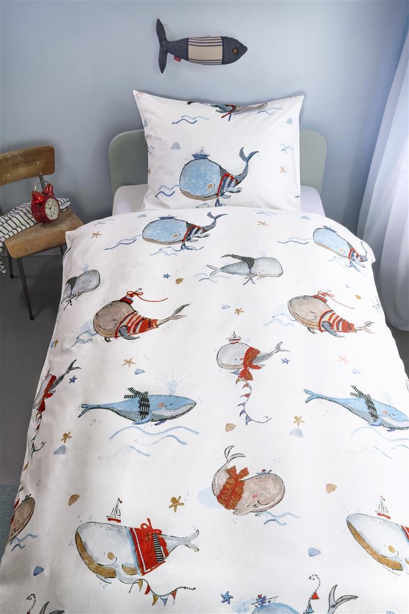 Beddinghouse Kids Whaletastic dekbedovertrek - Eenpersoons - 100x135 - Blauw